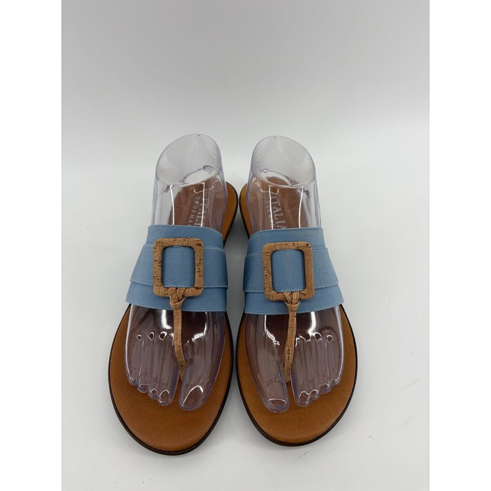 Italian Shoemakers, Breezie Thong Sandals Brown/Blue Slip Ons Italy, Women 9